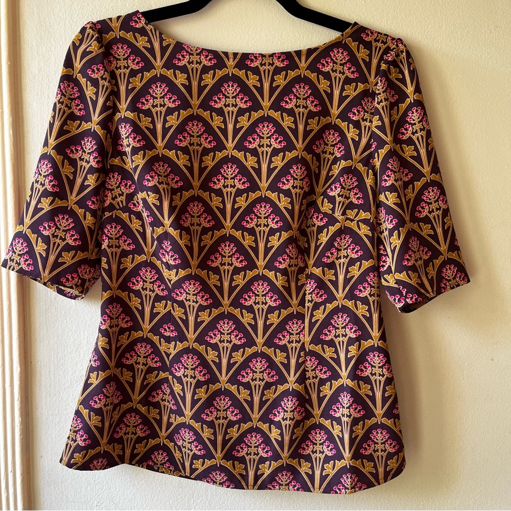 Boden• Purple & Gold Olive Branch Blouse• Sz 6 - Picture 11 of 16